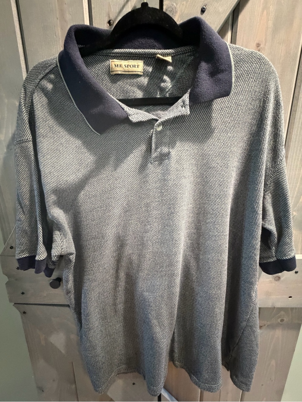 M.E. Sport Men’s XL Navy White Knit Polo Shirt Retro Short Sleeve Cotton Blend